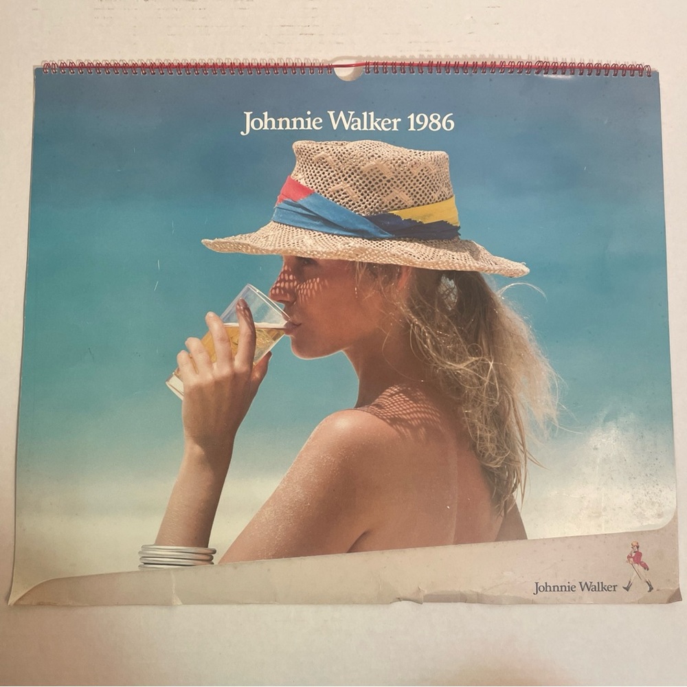 Vintage 1986 Johnnie Walker Calendar 80s Unused Complete Hot Babes